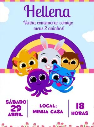 Convite Aniversário Bolofofo com a Turma para Editar Online