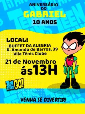 Convite Aniversário Robin Jovens Titãs para Editar Online