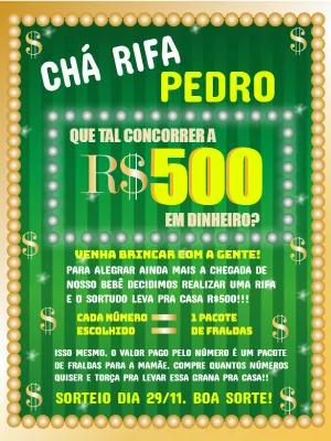 Convite Chá Rifa Prêmio em Dinheiro para Editar Online