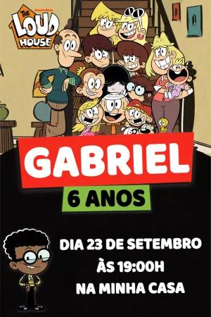 Convite Aniversário The Loud House com Personagens para Editar