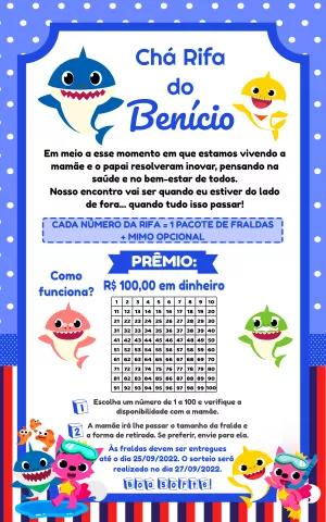 Convite Chá Rifa Baby Shark Editável Online para Imprimir