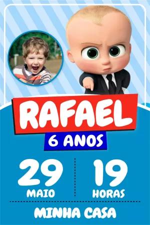 Convite Aniversário Poderoso Chefinho com Foto para Editar
