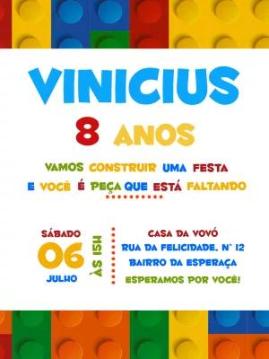Convite Aniversário Blocos de Montar para Editar Online