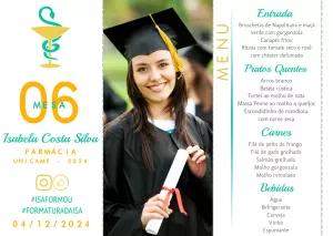 Menu de Formatura Farmácia com Foto para Editar Online