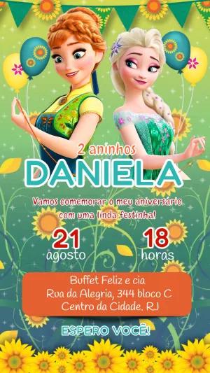 Convite de Aniversário Frozen Fever Girassol Editável Online