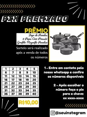 Arte Editável de Rifa Pix Premiado para Personalizar Online