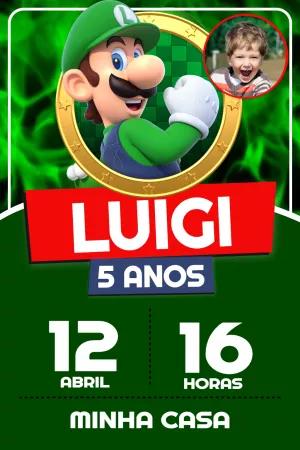 Convite Aniversário Luigi com Foto para Editar Online