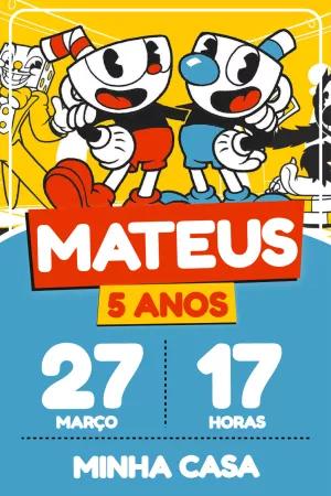 Convite de Aniversário Cuphead para Editar Online