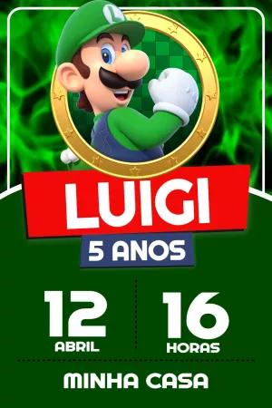 Convite de Aniversário Luigi para Editar Online e Imprimir