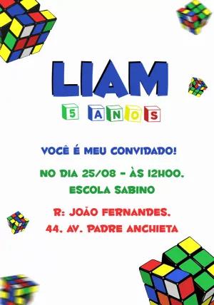 Convite de Aniversário Cubo Mágico para Editar Online