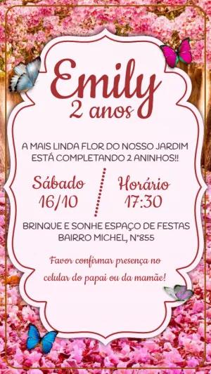Convite Aniversário Jardim das Borboletas para Editar Online