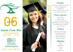 Menu de Formatura Enfermagem com Foto para Editar Online