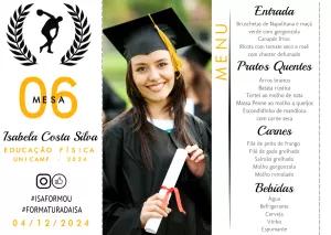 Menu de Formatura Educação Física com Foto para Editar Online