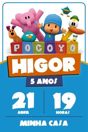 Convite de Aniversário Pocoyo para Editar Online e Imprimir