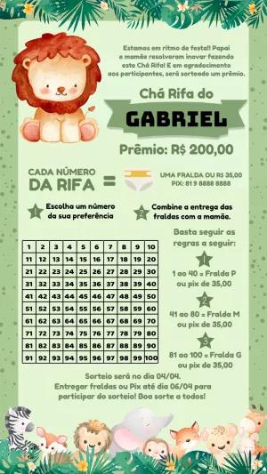 Chá Rifa Leão Safari: Convite Editável para Imprimir