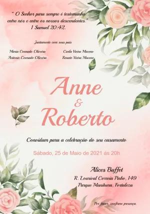 Convite de Casamento Floral Romântico para Editar Online