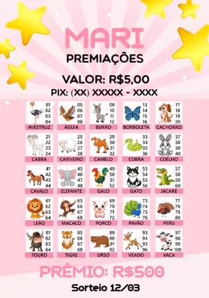 Rifa de Animais com Tema Rosa para Editar Online