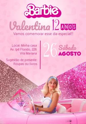 Convite de Aniversário Barbie Filme para Editar Online