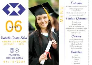 Menu de Formatura com Foto e Logo para Editar Online