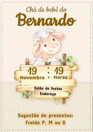 Convite Chá de Bebê Ovelhinha para Editar Online