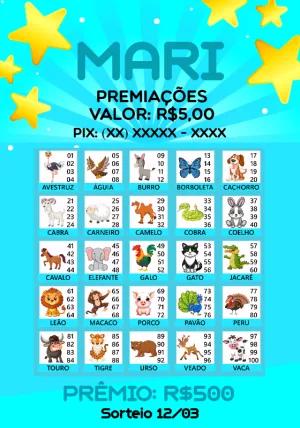 Cartela de Rifa Jogo do Bicho para Editar Online