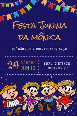 Convite Festa Junina Turma da Mônica para Editar Online