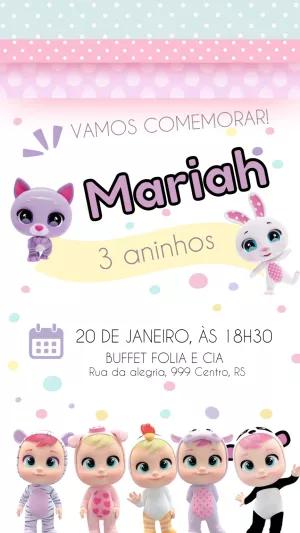 Convite de Aniversário Cry Babies para Editar Online