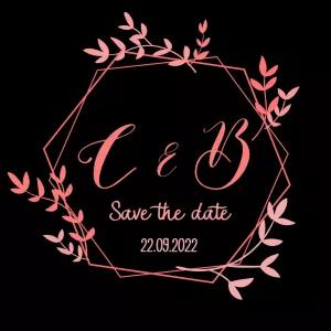 Logo Monograma Casamento com Folhas para Editar Online