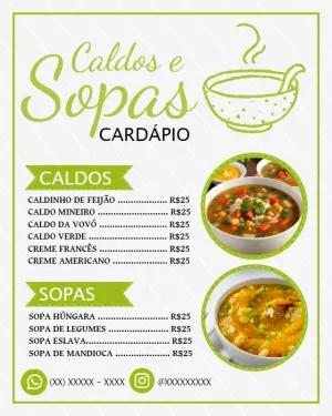 Cardápio de Caldos e Sopas Moderno para Editar Online