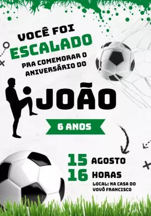 Convite de Aniversário Futebol Editável Online para Menino