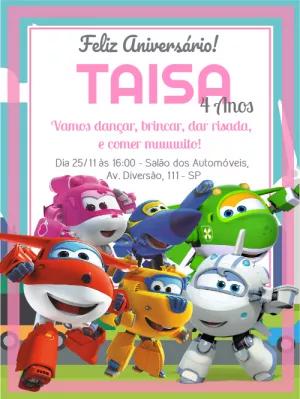 Convite de Aniversário Super Wings para Editar Online