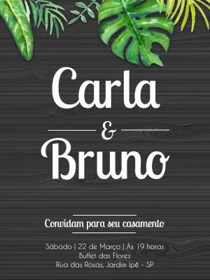 Convite de Casamento Folhagens para Editar Online