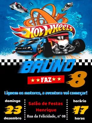 Convite de Aniversário Hot Wheels para Editar Online