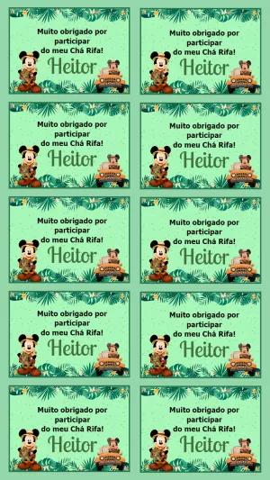 Tag Agradecimento Chá Rifa Mickey Safari para Editar