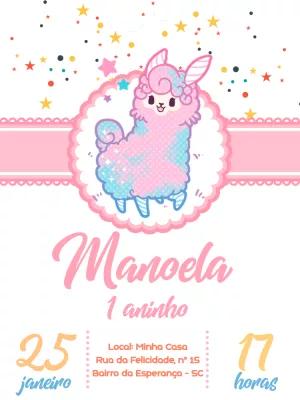 Convite de Aniversário Lhama Fofa para Editar Online