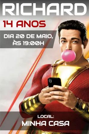 Convite Aniversário Shazam para Editar Online