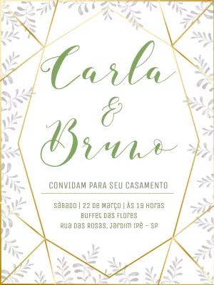 Convite de Casamento Geométrico e Floral para Editar Online
