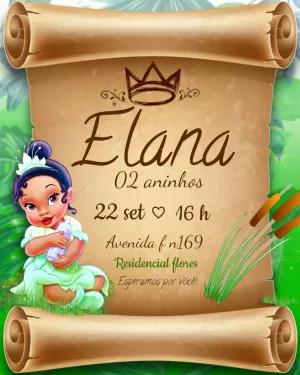 Convite Aniversário Princesa e o Sapo para Editar Online