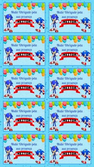 Tag de Agradecimento Aniversário Sonic para Editar Online