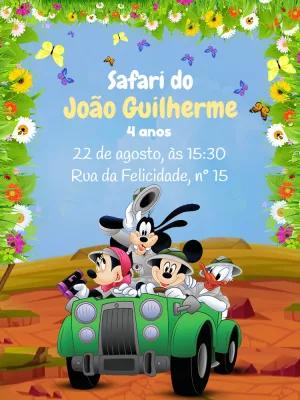 Convite Aniversário Safari do Mickey Mouse para Editar Online