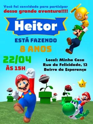 Convite de Aniversário Super Mario Bros para Editar Online