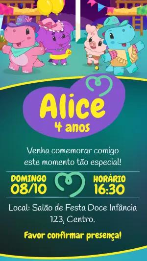 Convite de Aniversário BabyTube com Personagens para Editar