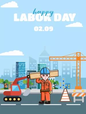 Labor Day Poster with Worker Illustration to Edit Online