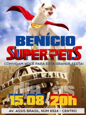 Convite de Aniversário Super Pets com Personagens para Editar