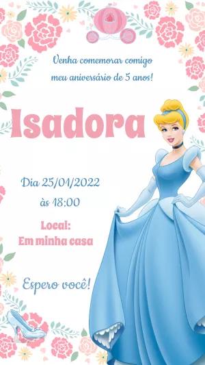 Convite Aniversário Cinderela para Editar Online