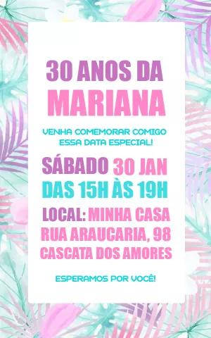 Convite de Aniversário Tropical Floral para Editar Online