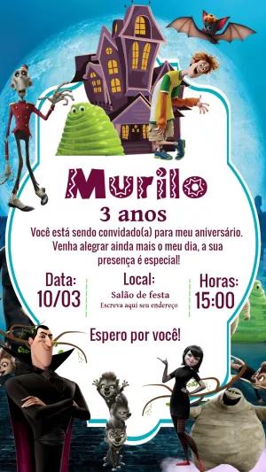 Convite Aniversário Hotel Transylvania com a Turma para Editar