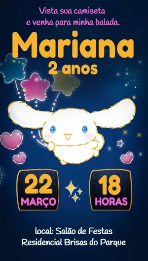 Convite de Aniversário Cinnamoroll para Editar Online