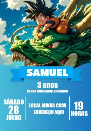 Convite de Aniversário Dragon Ball Goku para Editar Online