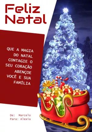 Cartão de Natal com Árvore e Trenó para Editar Online